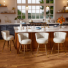 Solfway Swivel Counter Height Bar Stools Set of 4, 24 inch White Leather Kitchen Swivel Counter Stools with Backs, Wood Legs and Footrest, Bar Chairs for Kitchen Island