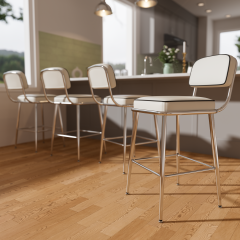 Solfway Counter Height Bar Stools Set of 4, 26" White Fabric Kitchen Counter Stools with Backs, Metal Legs, Footrest and Wide Seat, Bar Chairs for Kitchen Island
