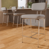 Solfway Counter Height Bar Stools Set of 3, 26" Gray Fabric Kitchen Counter Stools with Backs, Metal Legs, Footrest and Wide Seat, Bar Chairs for Kitchen Island