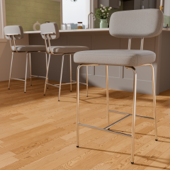 Solfway Counter Height Bar Stools Set of 3, 26" Gray Fabric Kitchen Counter Stools with Backs, Metal Legs, Footrest and Wide Seat, Bar Chairs for Kitchen Island
