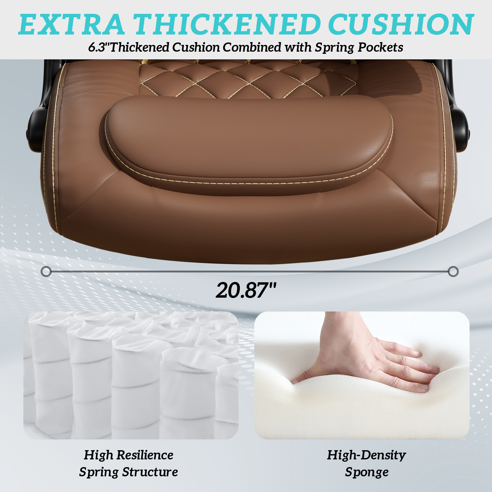 Solfway Big and Tall Office Chair 400LBS, High Back Brown Leather Executive Office Chair, Computer Desk Chair with Adjustable Flip-up Arms, Wheels and Lumbar Support - Image 4