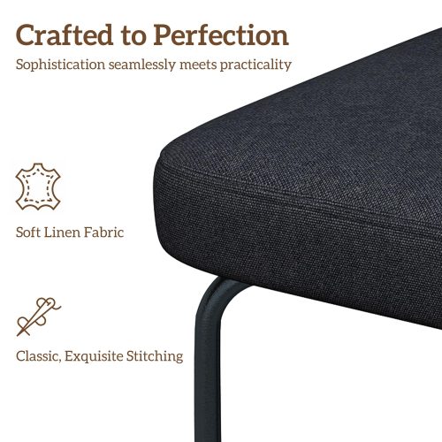 Solfway Counter Height Bar Stools Set of 3, 26" Black Fabric Kitchen Counter Stools with Backs, Metal Legs, Footrest and Wide Seat, Bar Chairs for Kitchen Island - Image 4