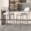 Solfway Counter Height Bar Stools Set of 2, 26" White Fabric Kitchen Counter Stools with Backs, Metal Legs, Footrest and Wide Seat, Bar Chairs for Kitchen Island