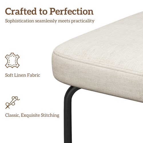 Solfway Counter Height Bar Stools Set of 3, 26" White Fabric Kitchen Counter Stools with Backs, Metal Legs, Footrest and Wide Seat, Bar Chairs for Kitchen Island - Image 4