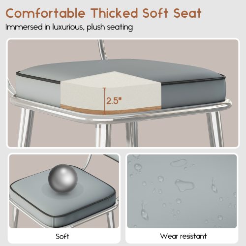 Solfway Counter Height Bar Stools Set of 2, 26" Gray Fabric Kitchen Counter Stools with Backs, Metal Legs, Footrest and Wide Seat, Bar Chairs for Kitchen Island - Image 4