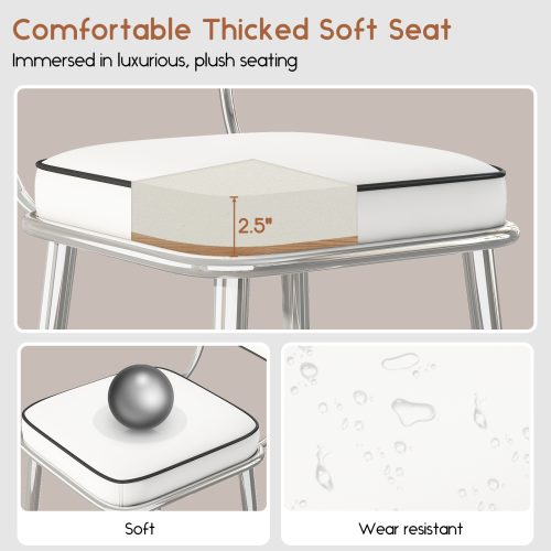 Solfway Counter Height Bar Stools Set of 2, 26" White Fabric Kitchen Counter Stools with Backs, Metal Legs, Footrest and Wide Seat, Bar Chairs for Kitchen Island - Image 4