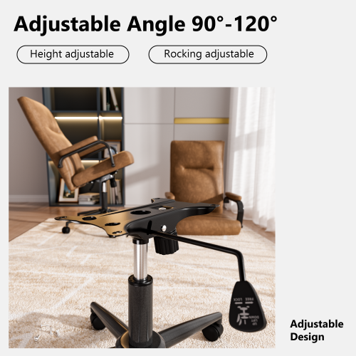 Solfway Brown Leather Office Chair with Wheels, Memory Foam Height Adjustable Computer Desk Chair, Rolling Swivel Executive Chair for Home Office - Image 6