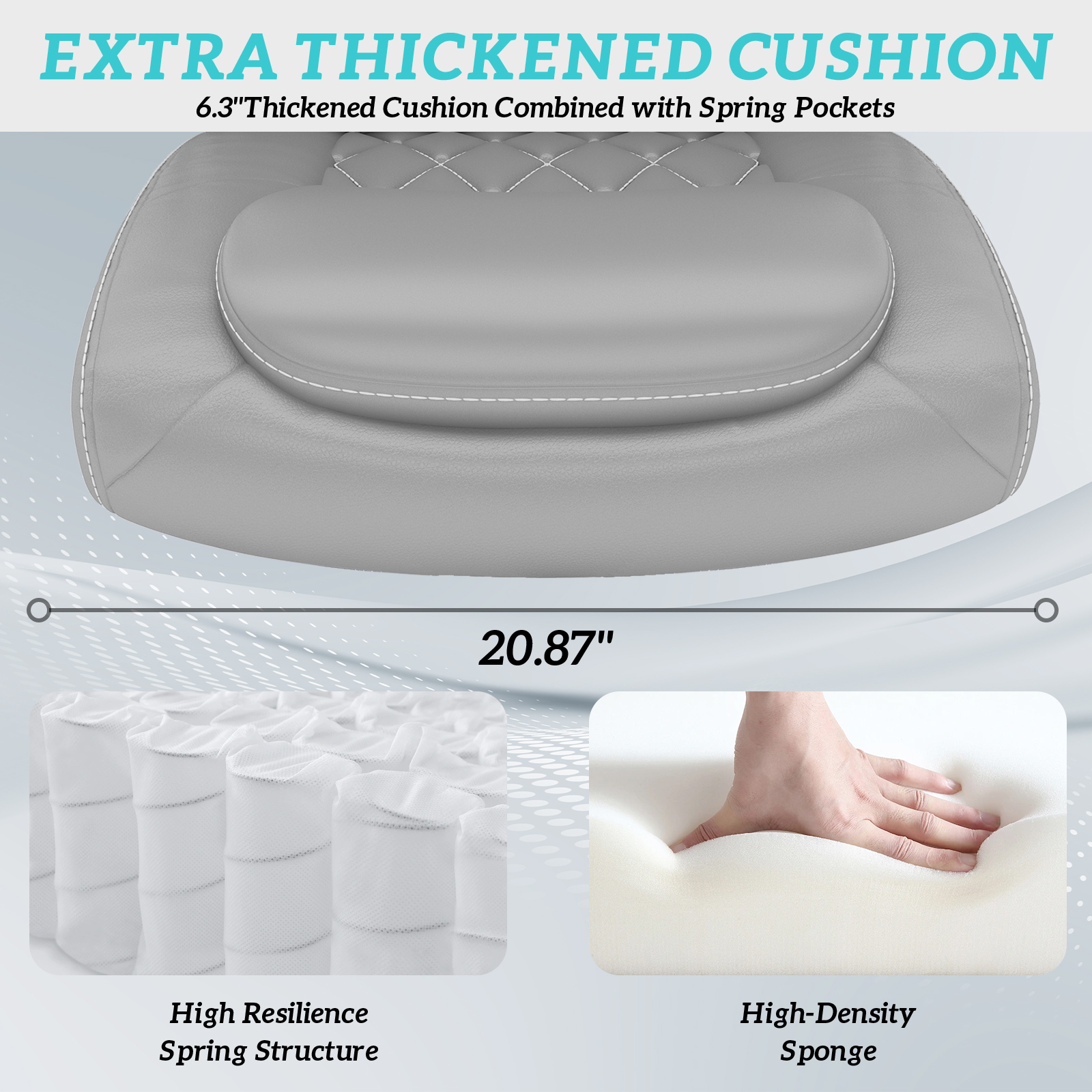 Solfway Big and Tall Office Chair 400 lbs, High Back PU Leather Executive Office Chair with Lumbar Support and Rubber Wheels, Flip-up Armrests Computer Desk Chairs, Gray - Image 4