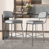 Solfway Counter Height Bar Stools Set of 2, 26" Gray Fabric Kitchen Counter Stools with Backs, Metal Legs, Footrest and Wide Seat, Bar Chairs for Kitchen Island