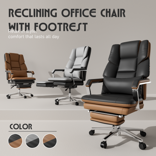 Solfway Big and Tall Reclining Office Chair 500lbs, Black Leather Office Chair with Wheels, Footrest and Lumbar Support, Executive Office Desk Chair for Adults - Image 8