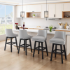 Solfway Bar Stools Set of 4, 26" H Upholstered Barstools with Backs, Swivel Modern Counter Height Bar Stool Chairs for Kitchen Island, Wood Legs, White Fabric Counter Stools