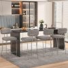 Solfway Counter Height Bar Stools Set of 4, 26" Gray Fabric Kitchen Counter Stools with Backs, Metal Legs, Footrest and Wide Seat, Bar Chairs for Kitchen Island
