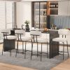 Solfway Counter Height Bar Stools Set of 4, 26" White Fabric Kitchen Counter Stools with Backs, Metal Legs, Footrest and Wide Seat, Bar Chairs for Kitchen Island