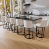Solfway Bar Stools Set of 6, 26 inch Counter Height Bar Stools, Swivel White Leather Barstools with Backs, Round Base, Footrest, Metal Legs for Kitchen Island