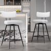 Solfway Swivel Counter Height Bar Stools Set of 2, 26" Leather Swivel Bar Stools with Backs, Metal Legs, Modern Stools for Kitchen Counter, White