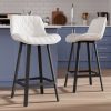Solfway Bar Stools Set of 2, 26 Inch Barstools with Metal Legs, White Leather Farmhouse Upholstered Counter Height Bar Stool for Kitchen, Dining, Bar