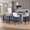 Solfway Bar Stools Set of 4, 26 Inch Barstools with Metal Legs, White Leather Farmhouse Upholstered Counter Height Bar Stool for Kitchen, Dining, Bar