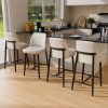 Solfway Bar Stools Set of 4, Upholstered Counter Height Bar Stools, Counter Stools 26 Inch Barstools with Back, Metal Legs and Textured Leather&Fabric for Kitchen Island Dining Room, White