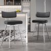 Solfway Swivel Counter Height Bar Stools Set of 2, 26" Leather Swivel Bar Stools with Backs, Metal Legs, Modern Stools for Kitchen Counter, Black