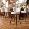 Genpo Bar Stools Set of 4, 26 Inch Barstools with Sturdy Legs, White Leather Farmhouse Swivel Counter Height Bar Stool for Kitchen, Dining, Bar