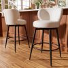 Genpo Bar Stools Set of 2, 26 Inch Barstools with Sturdy Legs, White Leather Farmhouse Swivel Counter Height Bar Stool for Kitchen, Dining, Bar