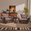 Genpo Oversized Chenille Accent Chair Set of 2 with Lumbar Pillow, Wide Armrests and Deep Seat 7 Inch High Density Foam for Living Room Bedroom, 350 lbs, Brown Single Sofa Armchair