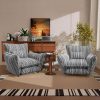 Genpo Oversized Chenille Accent Chair Set of 2 with Lumbar Pillow, Wide Armrests and Deep Seat 7 Inch High Density Foam for Living Room Bedroom, 350 lbs, Gray Single Sofa Armchair