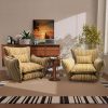 Genpo Oversized Chenille Accent Chair Set of 2 with Lumbar Pillow, Wide Armrests and Deep Seat 7 Inch High Density Foam for Living Room Bedroom, 350 lbs, Yellow Single Sofa Armchair