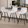 Genpo Bar Stools Set of 3, 26" Kitchen Counter Height Bar Stools with Back Metal Legs and Footrest, White Leather Barstools for Kitchen Island